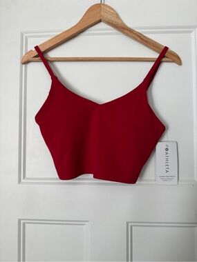 Athleta Elation longline Red V-Neck Cropped Camisole Bra, S, new with tag